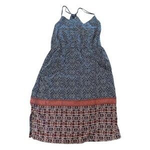 PATAGONIA Lost Wildflower Dress in Sunburst Crux Navy w Pockets Adjustable Sz XL